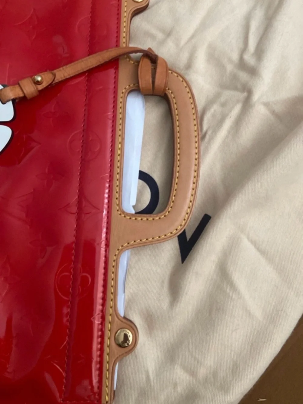 Louis Vuitton Monogram Vernis Red Stanton Bag with COA